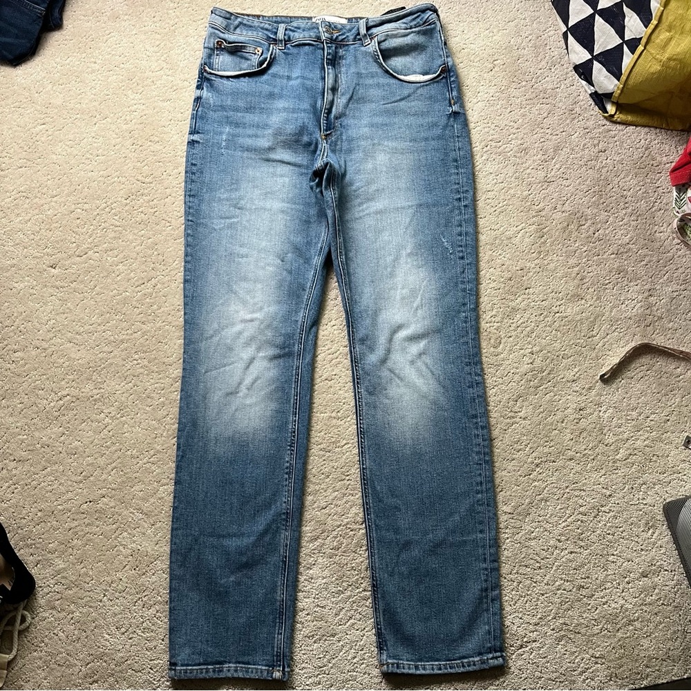 Zara HW Slim Full Length High Waist Jeans 10